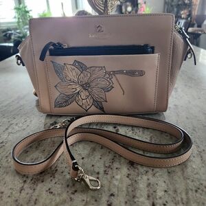 Kate Spade Tan Crossbody Bag with Floral Design